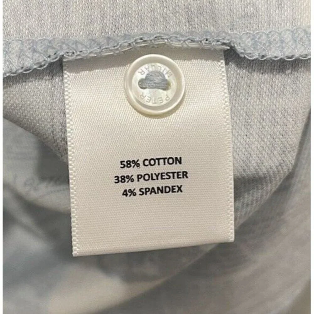 PETER MILLAR Size XXL Men's CROWN CRAFTED Polo Shirt Blue Frost Newspaper Print - Picture 7 of 7